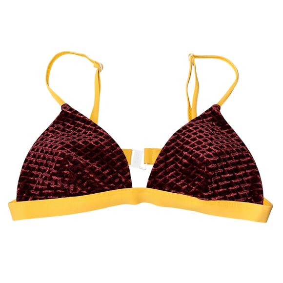 Onia Bikini Swimsuit Velvet Two Piece Laila Marigold Burgundy - Picture 3 of 11